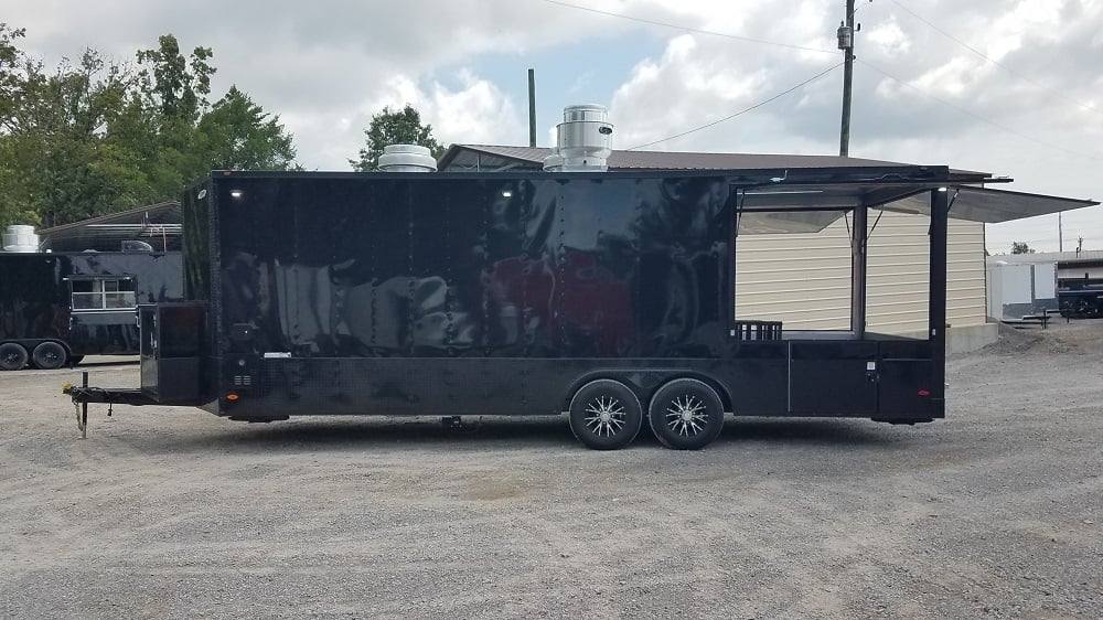 Black 8.5x25 BBQ Porch Style Concession Food Trailer