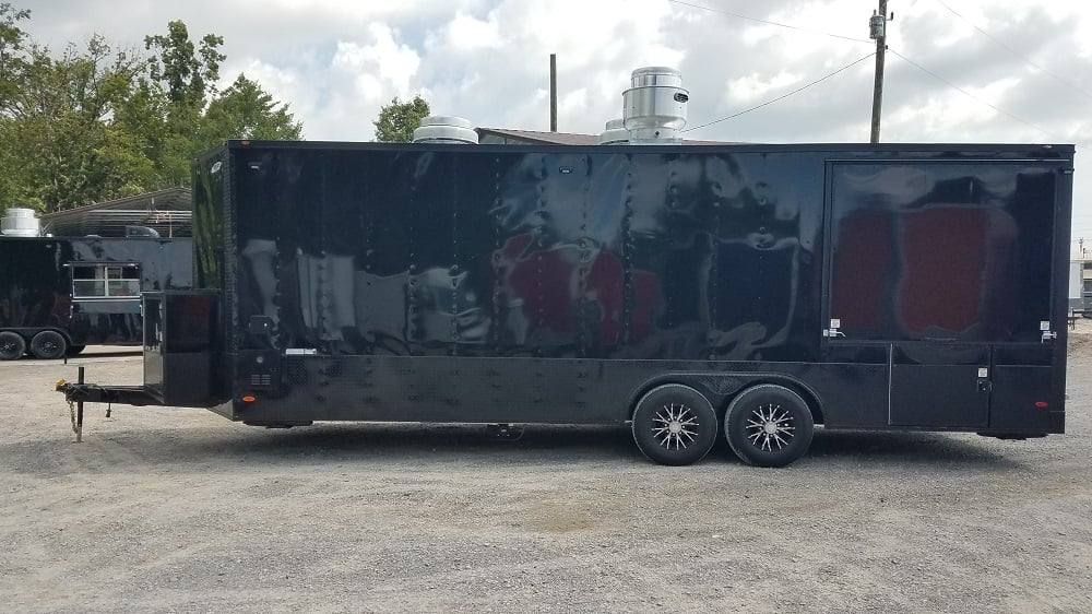 Black 8.5x25 BBQ Porch Style Concession Food Trailer