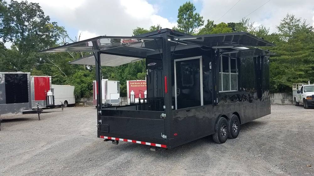 Black 8.5x25 BBQ Porch Style Concession Food Trailer