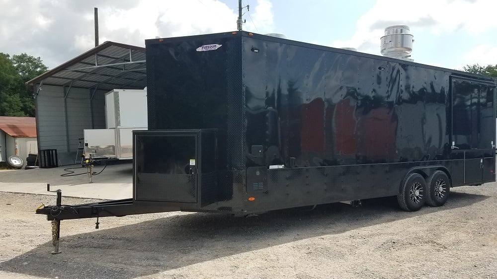 Black 8.5x25 BBQ Porch Style Concession Food Trailer