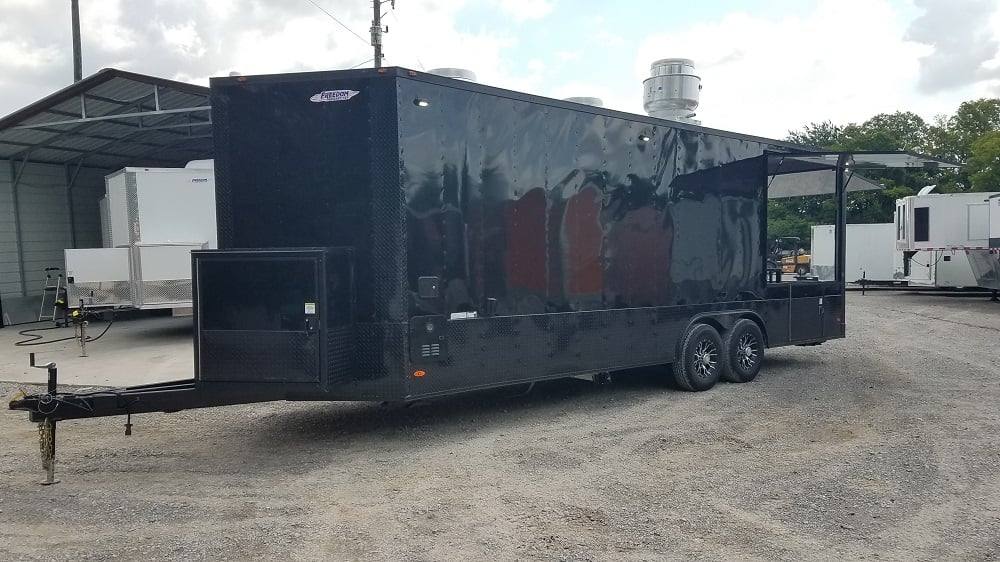Black 8.5x25 BBQ Porch Style Concession Food Trailer