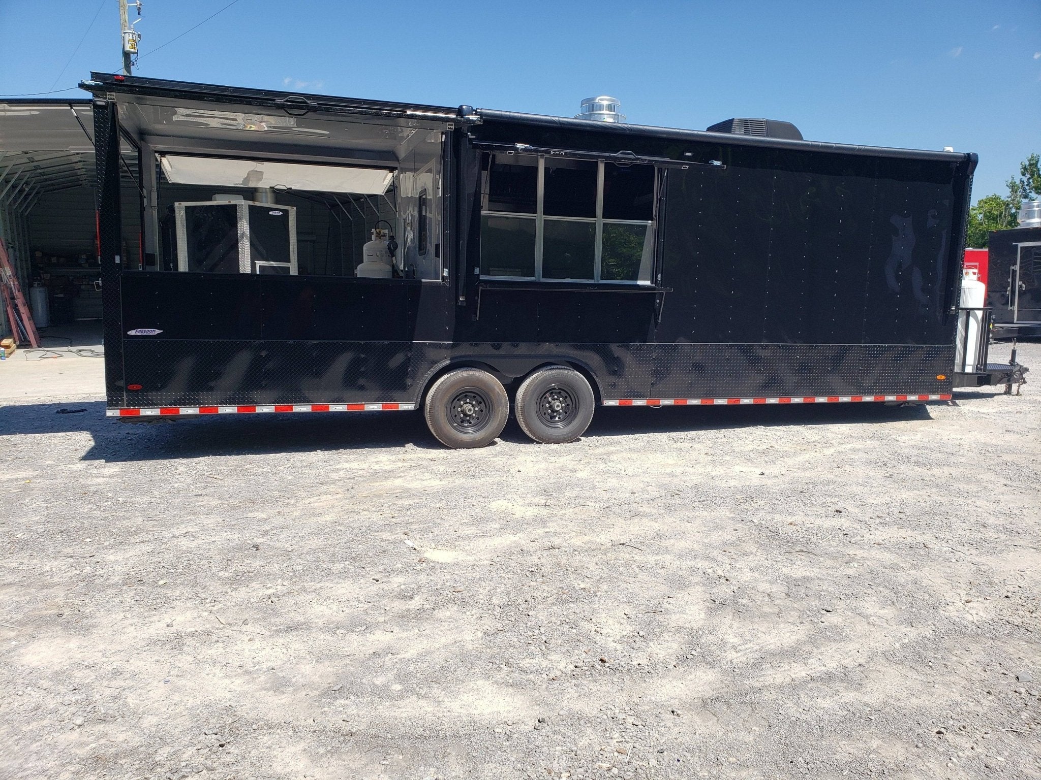 Black Out 8.5' x 28' Porch Style Concession Food Trailer With Appliances