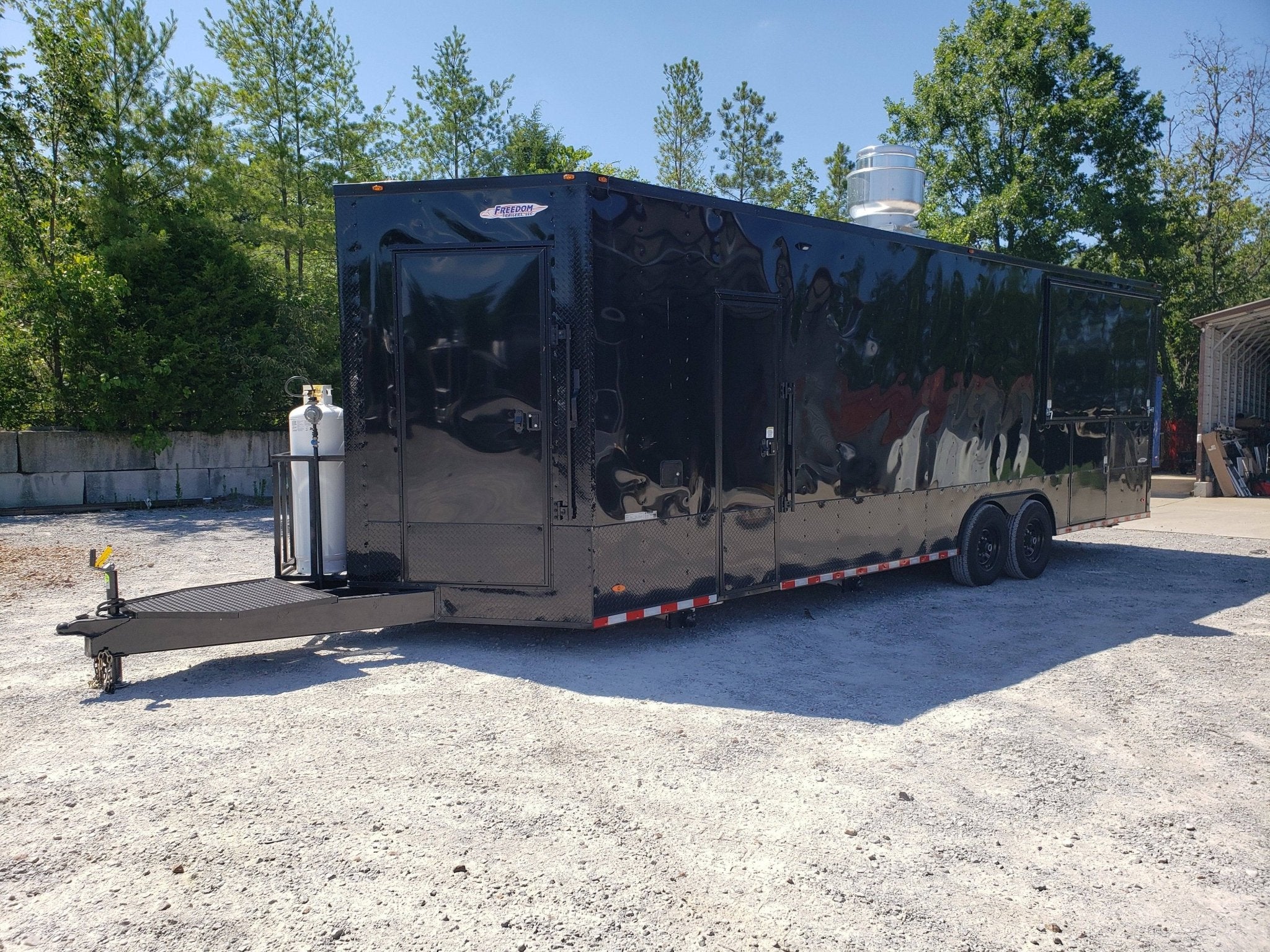 Black Out 8.5' x 28' Porch Style Concession Food Trailer With Appliances