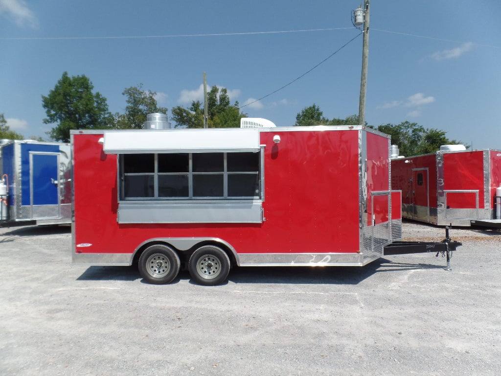 8.5' x 16' Concession Food Trailer Red Event Catering