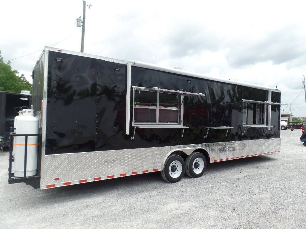1030-concession-8.5-x-30-black-catering-event-trailer-1.jpg Concession 8.5' x 30' Black Catering Event Trailer