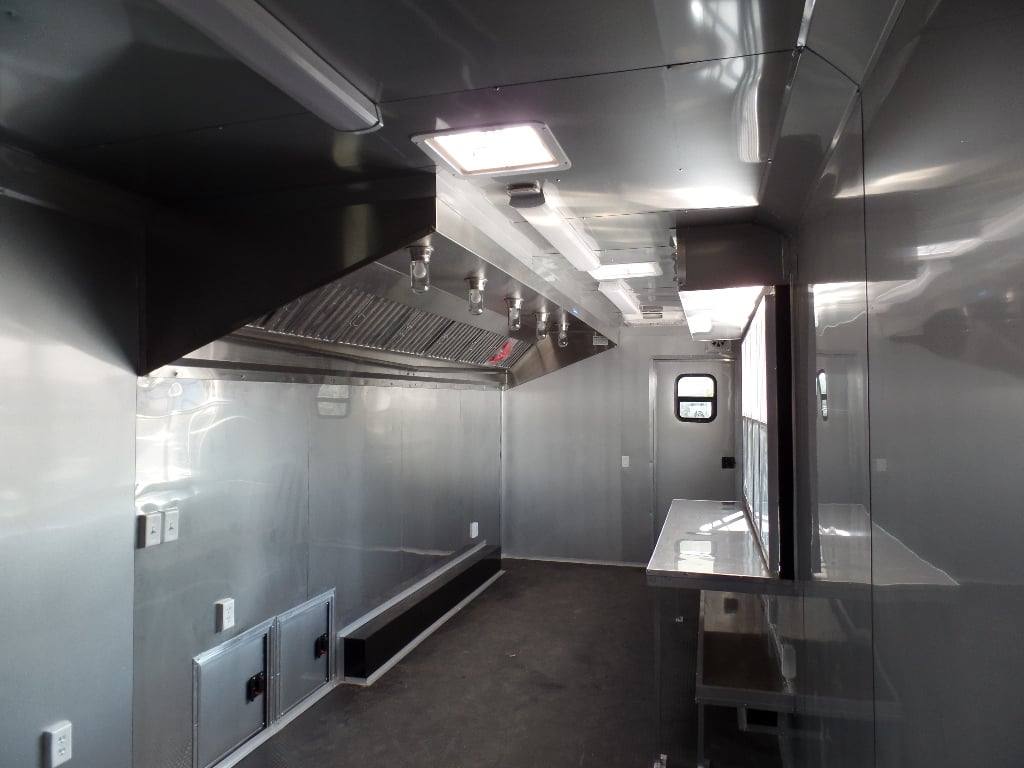 Concession Food Trailer 8.5' x 32 Red/Blue BBQ Event Catering