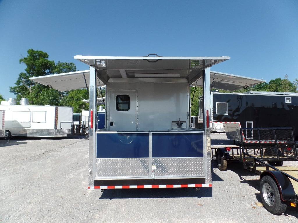 Concession Food Trailer 8.5' x 32 Red/Blue BBQ Event Catering