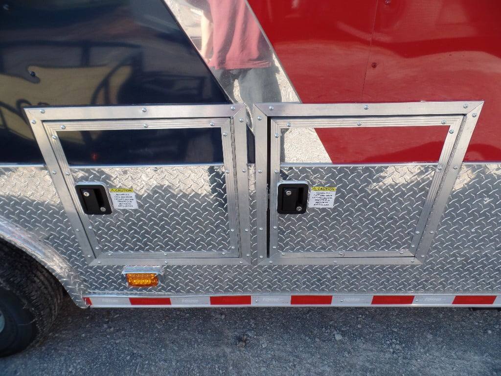 Concession Food Trailer 8.5' x 32 Red/Blue BBQ Event Catering