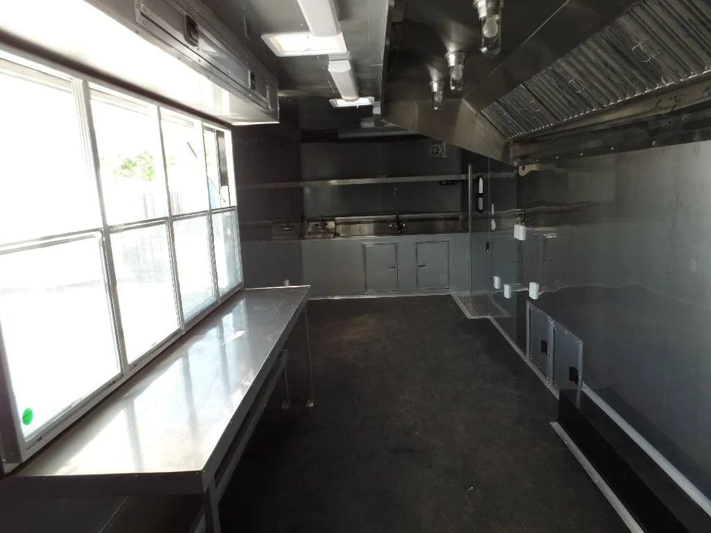 Concession Food Trailer 8.5' x 32 Red/Blue BBQ Event Catering