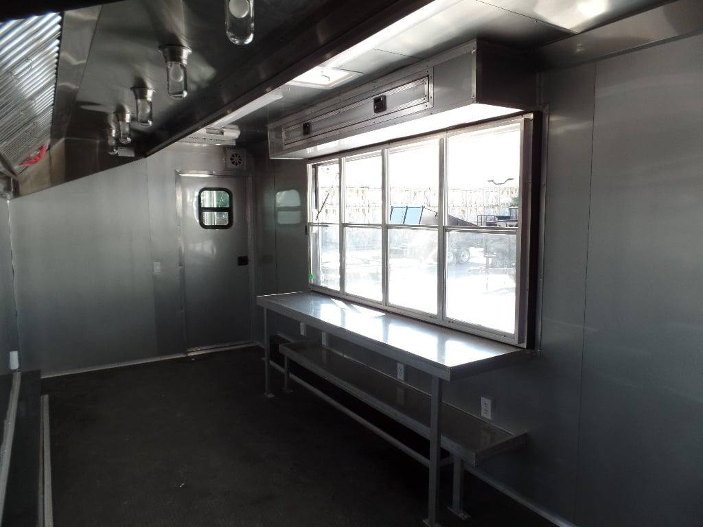 Concession Food Trailer 8.5' x 32 Red/Blue BBQ Event Catering