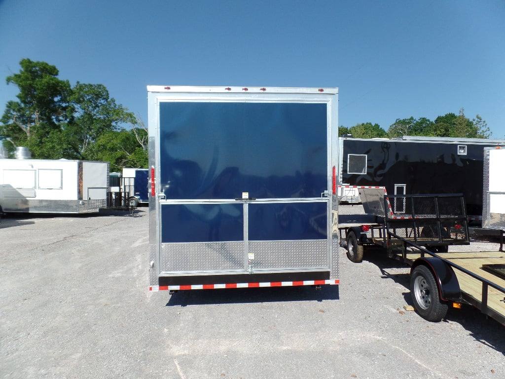 Concession Food Trailer 8.5' x 32 Red/Blue BBQ Event Catering