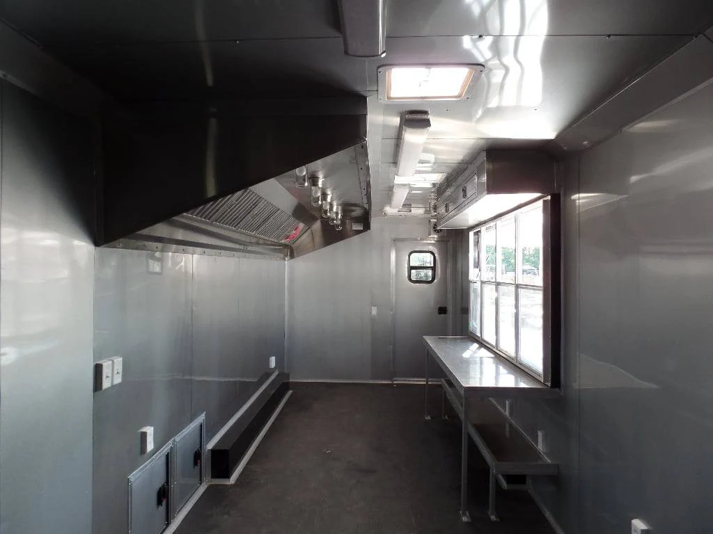 Concession Food Trailer 8.5' x 32 Red/Blue BBQ Event Catering