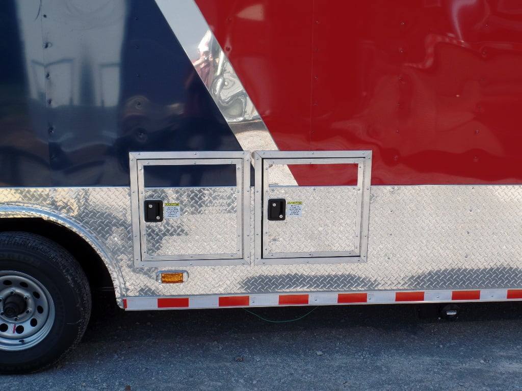 Concession Food Trailer 8.5' x 32 Red/Blue BBQ Event Catering