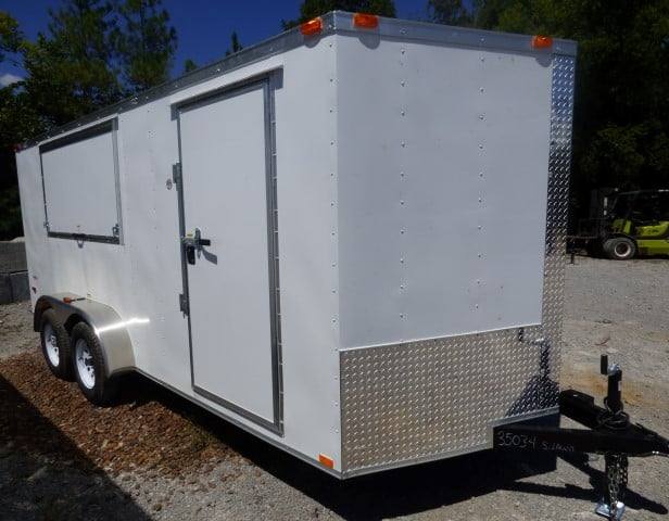 Concession Trailer 7'x16' White with serving window