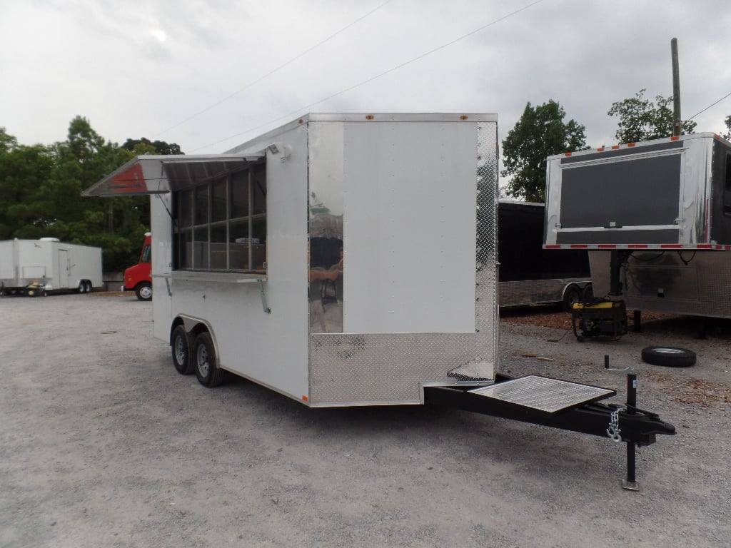 107-8.5-x-16-concession-food-trailer-white-event-catering-5.jpg 8.5' x 16' Concession Food Trailer White Event Catering