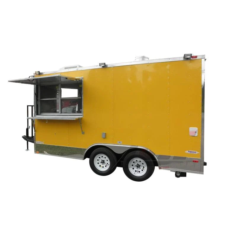 1073-concession-trailer-8.5-x-14-yellow-event-catering-kitchen-food-cart-1.webp Concession Trailer 8.5' x 14' Yellow - Event Catering Kitchen Food Cart