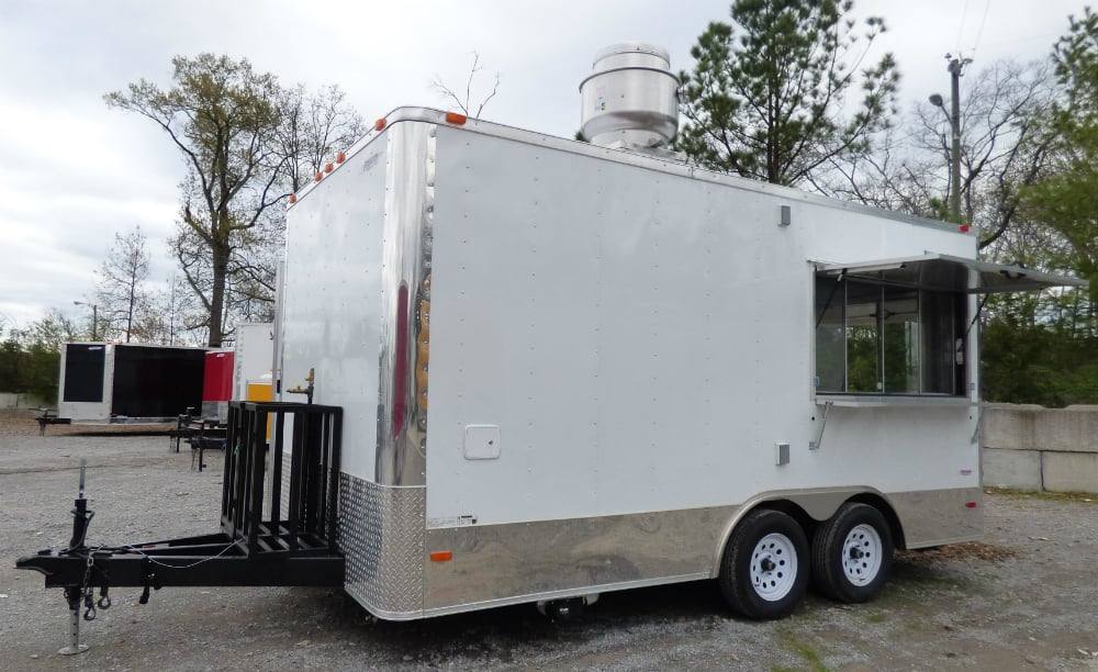 8.5' x 16' Concession Food Trailer White Event Catering