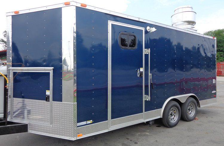 1099-concession-trailer-8.5-x-17-blue-catering-enclosed-food-cart-4.jpg Concession Trailer 8.5' x 17' (Blue) Catering Enclosed Food Cart