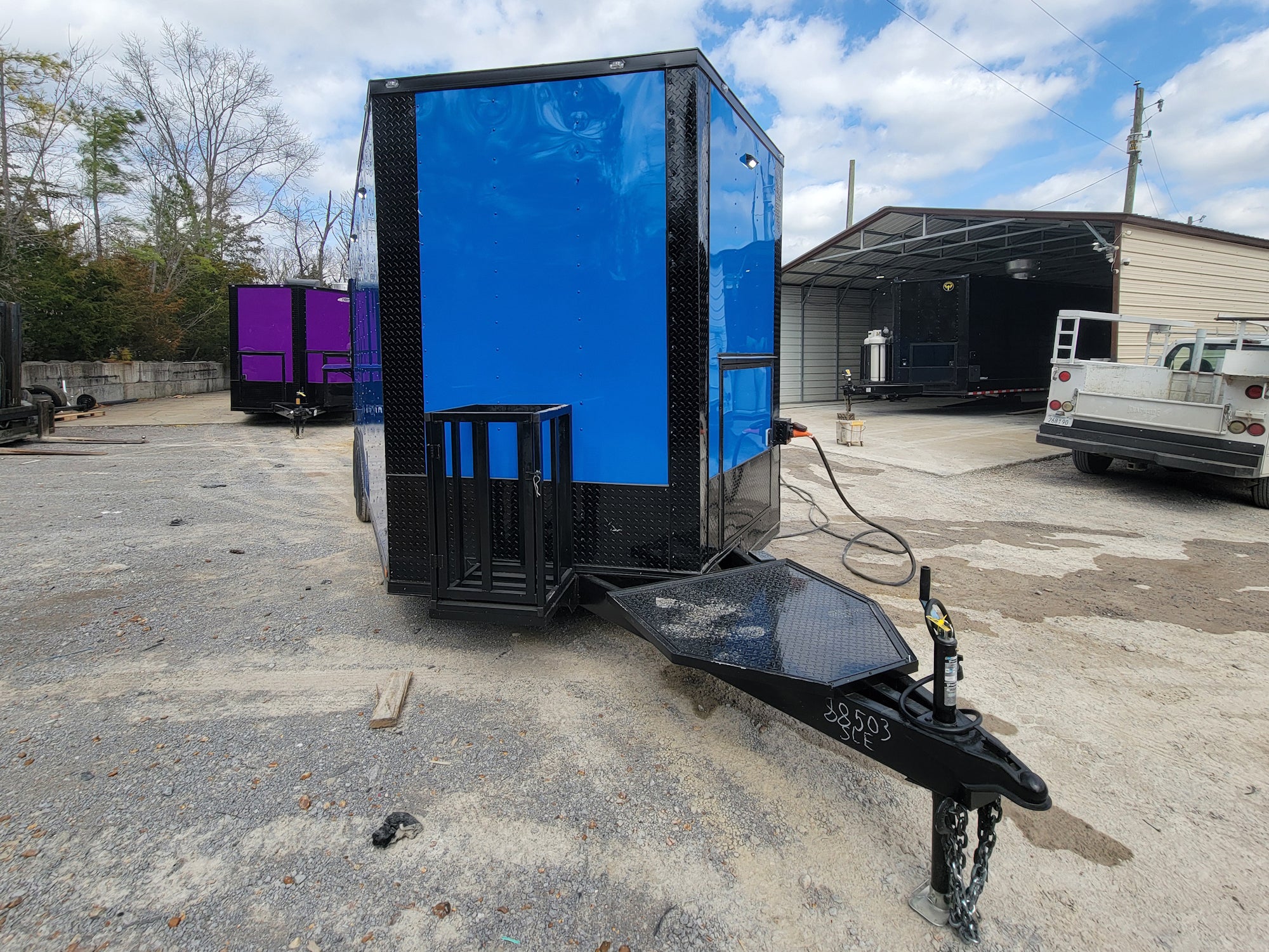 1108-concession-trailer-8.5-x-18-cobalt-blue-with-blackout-walk-on-roof-food-event-catering-3.jpg Concession Trailer 8.5' X 18' Cobalt Blue With Blackout & Walk On Roof Food Event Catering