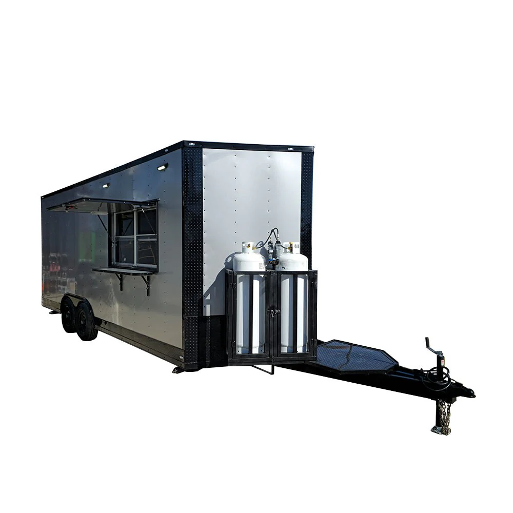 Concession Trailer 8.5' X 20' Silver and Black Food Event Catering