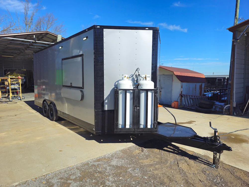 Concession Trailer 8.5' X 20' Silver and Black Food Event Catering