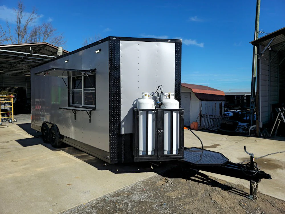 Concession Trailer 8.5' X 20' Silver and Black Food Event Catering