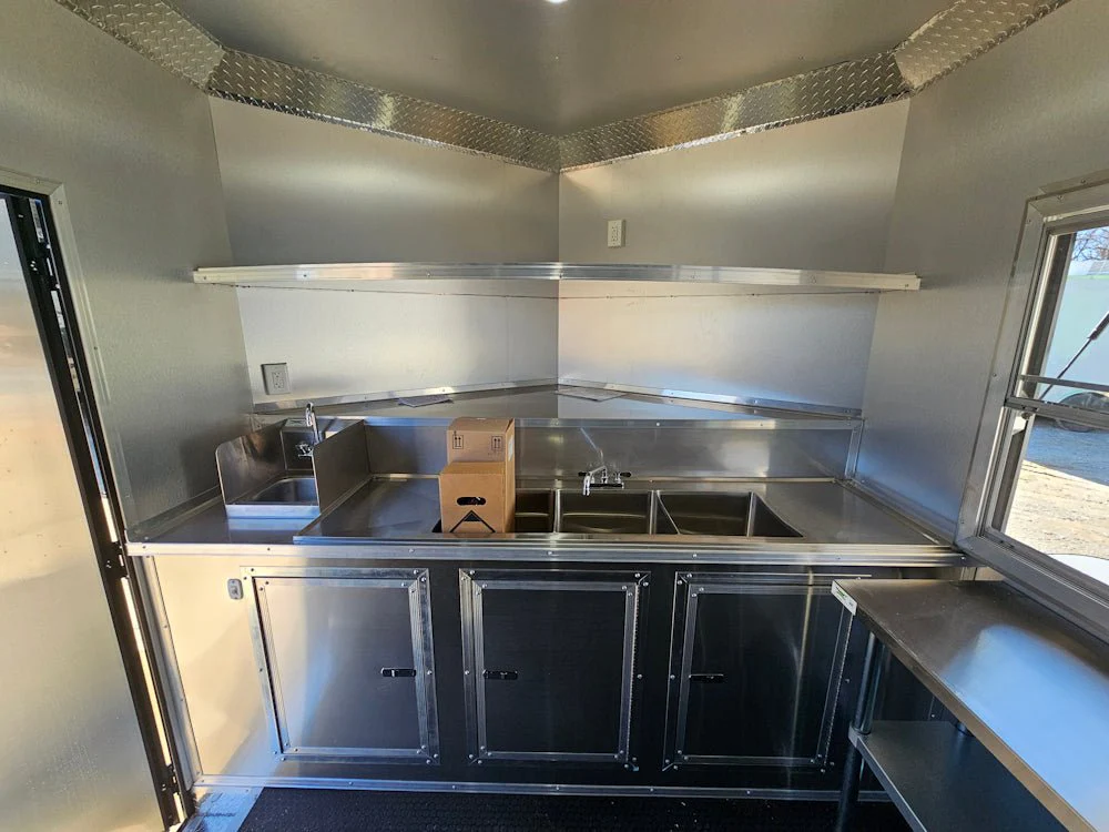 Concession Trailer 8.5' X 20' Silver and Black Food Event Catering