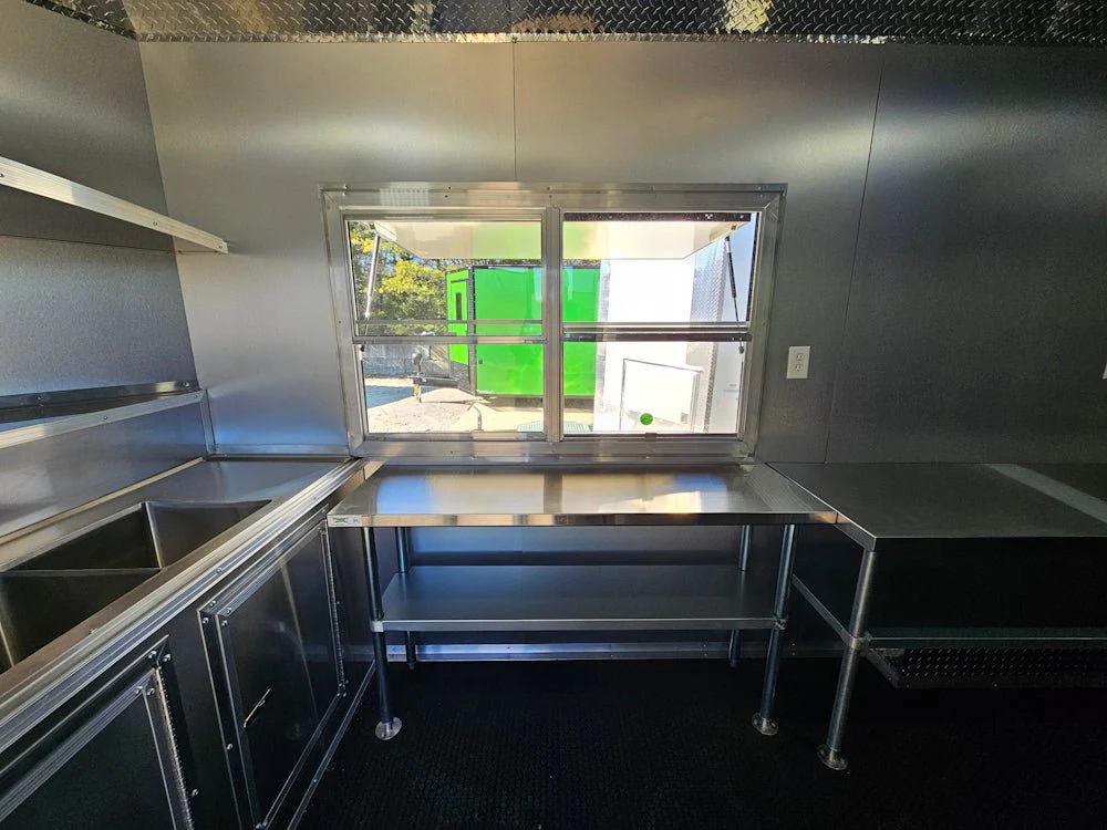 Concession Trailer 8.5' X 20' Silver and Black Food Event Catering