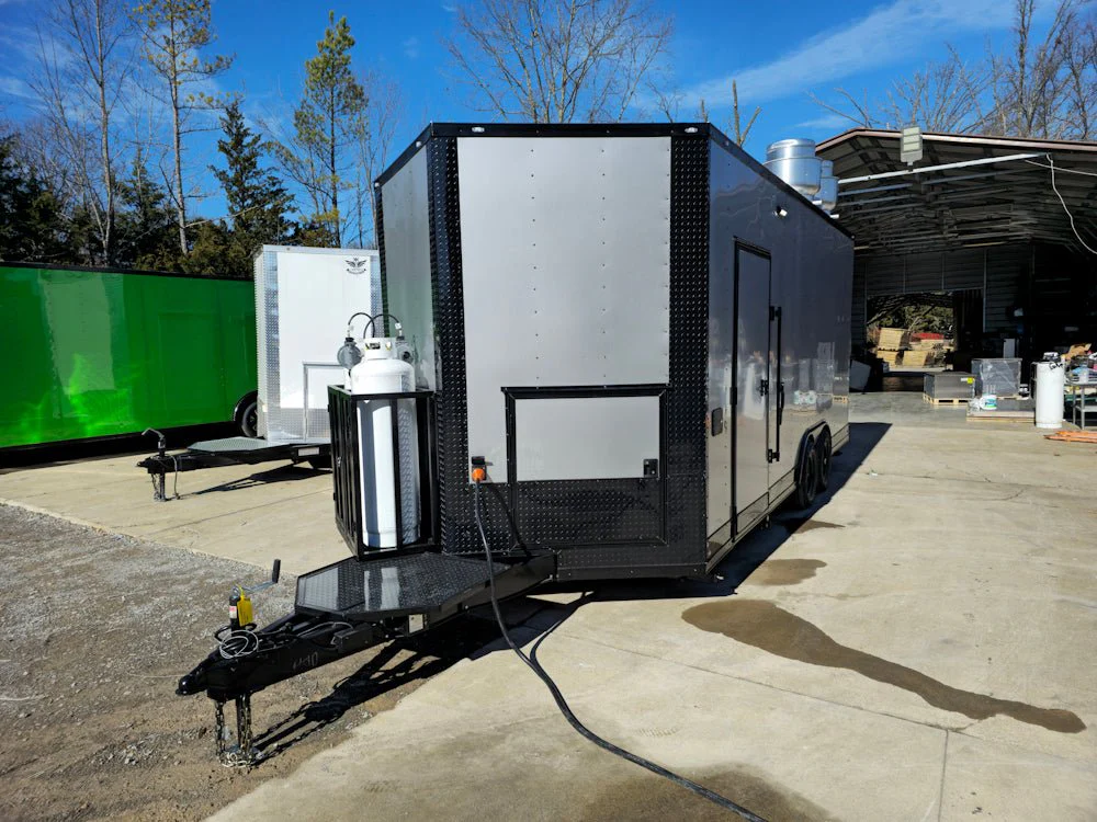 Concession Trailer 8.5' X 20' Silver and Black Food Event Catering