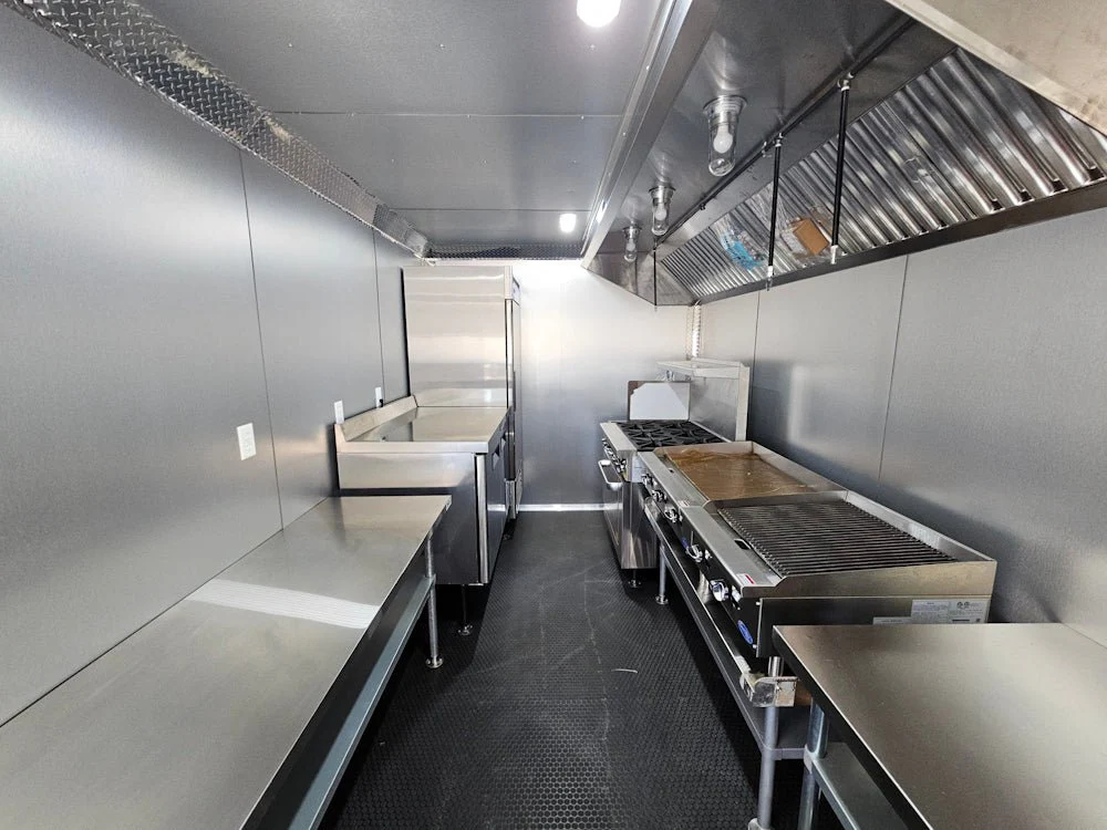Concession Trailer 8.5' X 20' Silver and Black Food Event Catering