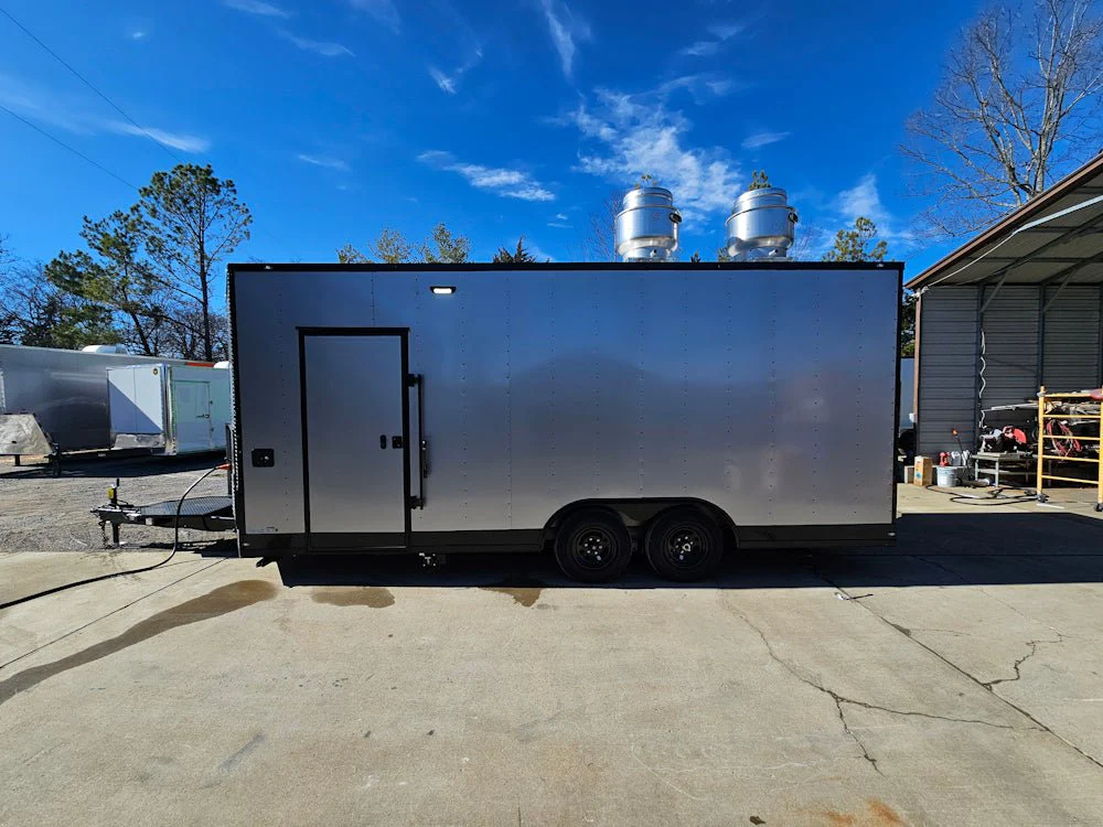 Concession Trailer 8.5' X 20' Silver and Black Food Event Catering