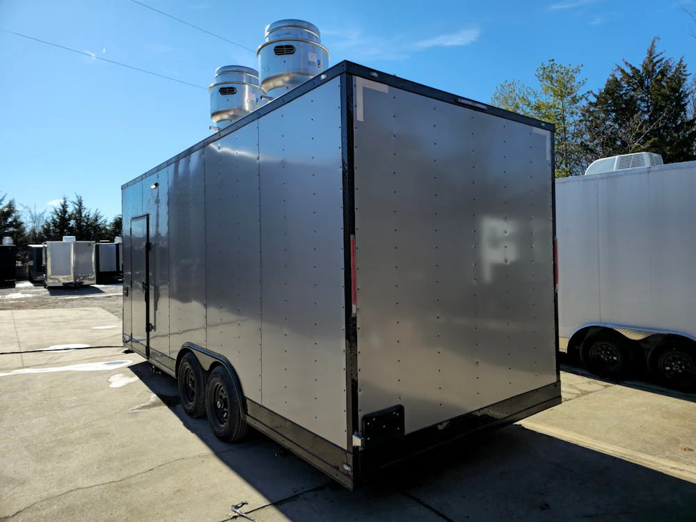 Concession Trailer 8.5' X 20' Silver and Black Food Event Catering