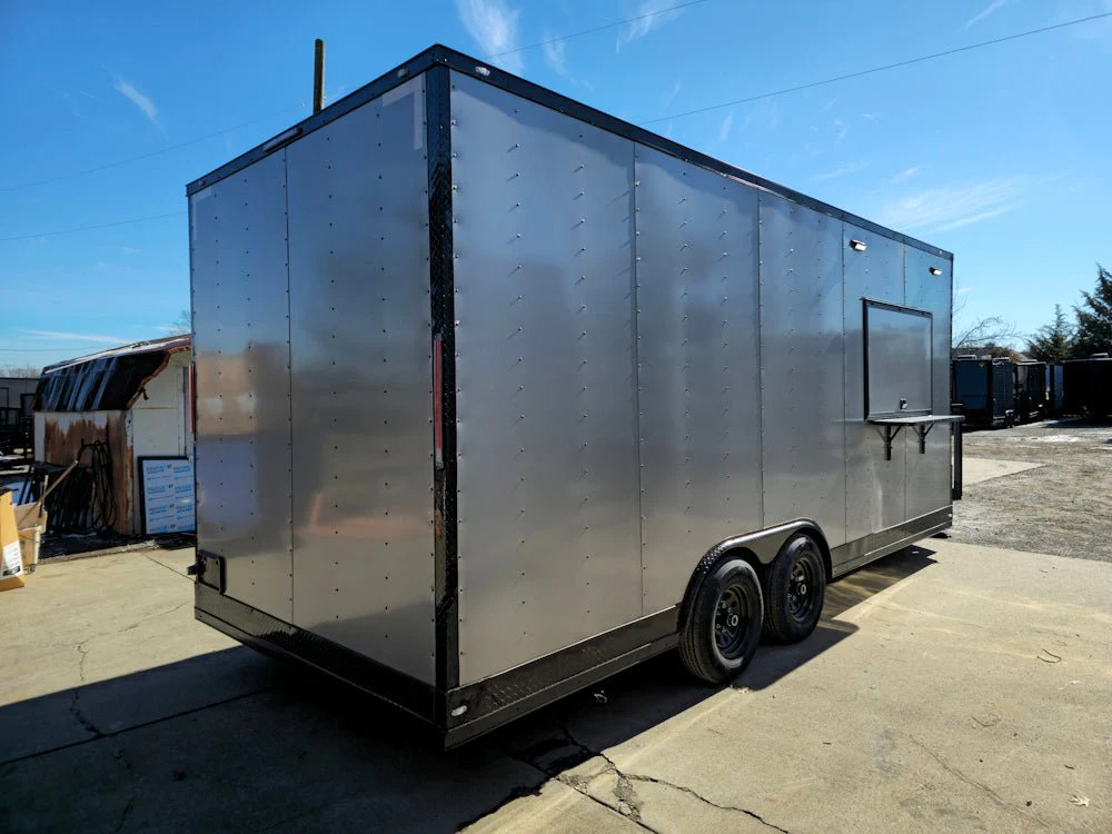 Concession Trailer 8.5' X 20' Silver and Black Food Event Catering
