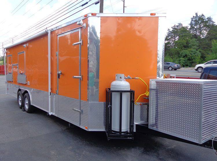 Concession Trailer 8.5' x 24' (Orange) Event Kitchen Catering Food BBQ Restroom