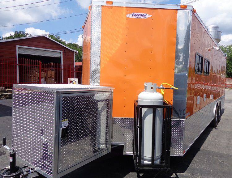 Concession Trailer 8.5' x 24' (Orange) Event Kitchen Catering Food BBQ Restroom