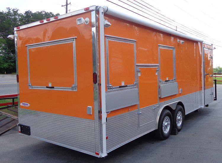 Concession Trailer 8.5' x 24' (Orange) Event Kitchen Catering Food BBQ Restroom