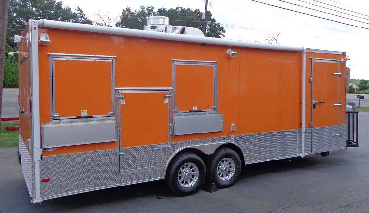 Concession Trailer 8.5' x 24' (Orange) Event Kitchen Catering Food BBQ Restroom