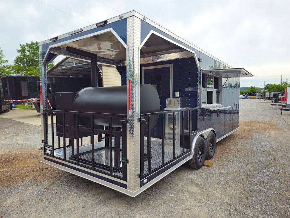 Concession Trailer 8.5' X 24' Indigo Blue BBQ Catering Event