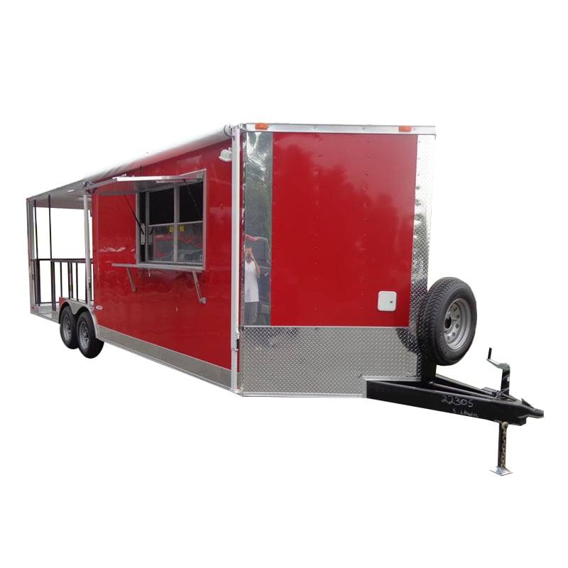 Concession Trailer 8.5' x 24' Red - BBQ Event Food Catering