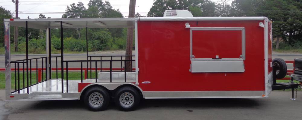 Concession Trailer 8.5' x 24' Red - BBQ Event Food Catering