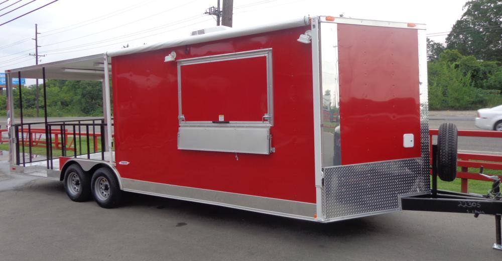 Concession Trailer 8.5' x 24' Red - BBQ Event Food Catering
