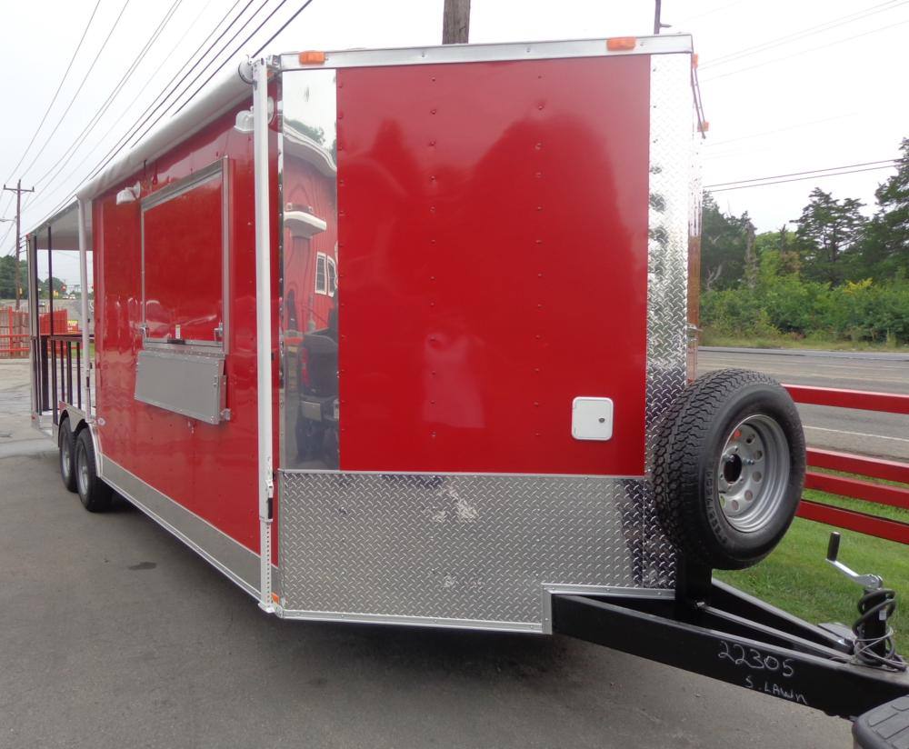 Concession Trailer 8.5' x 24' Red - BBQ Event Food Catering