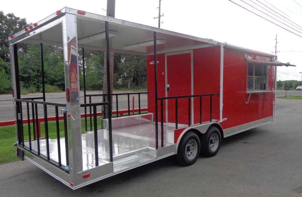 Concession Trailer 8.5' x 24' Red - BBQ Event Food Catering