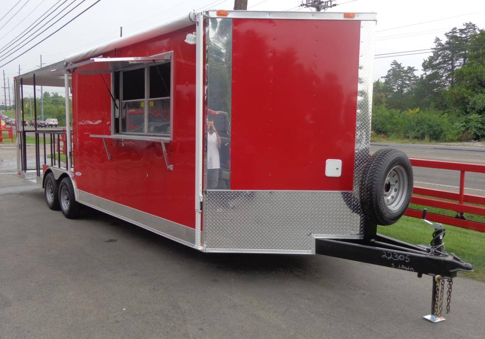 Concession Trailer 8.5' x 24' Red - BBQ Event Food Catering