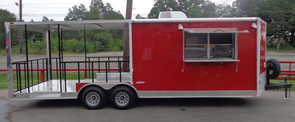 Concession Trailer 8.5' x 24' Red - BBQ Event Food Catering