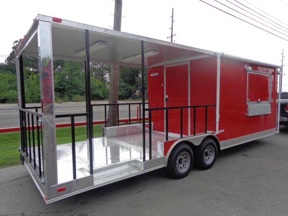 Concession Trailer 8.5' x 24' Red - BBQ Event Food Catering