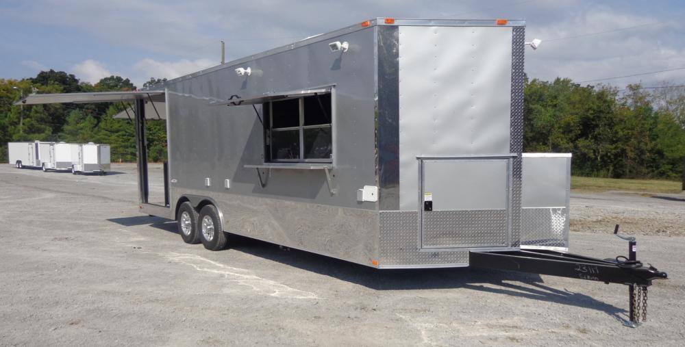 Concession Trailer 8.5' x 24' Silver - Vending Food Catering Kitchen