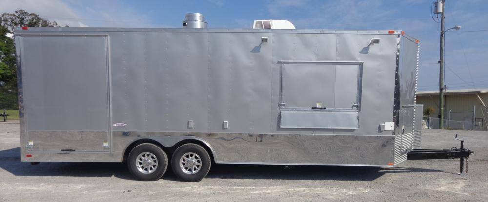 Concession Trailer 8.5' x 24' Silver - Vending Food Catering Kitchen
