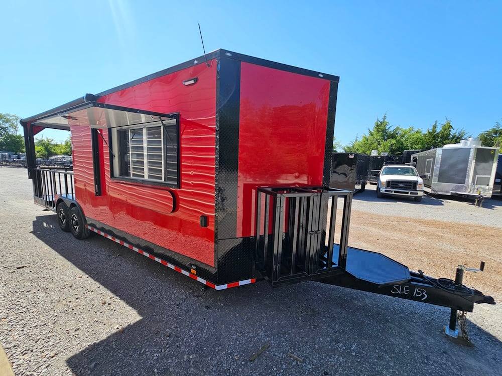 1209-concession-trailer-8.5-x-26-red-w-blackout-bbq-event-catering-1.jpg Concession Trailer 8.5' X 26' Red W / Blackout BBQ Event Catering
