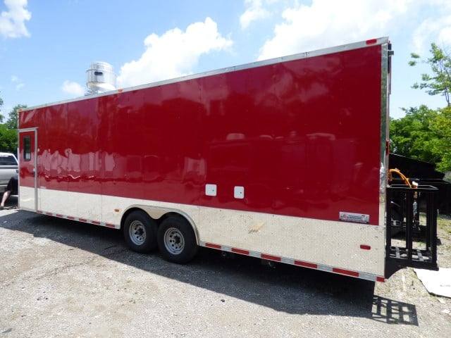 Concession Trailer 8.5' X 28'  Red - Food Event Catering